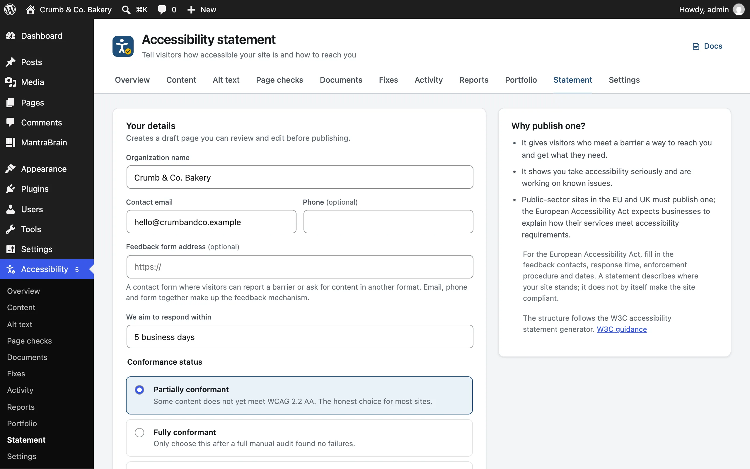 The accessibility statement generator